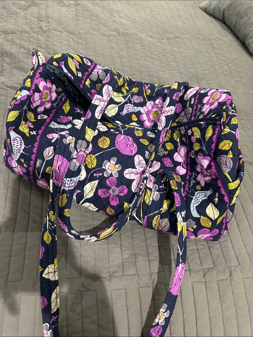 Vera Bradley small Quilted Floral Tote Bag - Navy purple